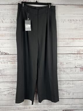 FUNYYZO Pants Women's XL Black Wide Leg Pleated Pull On High Rise Dressy Slacks